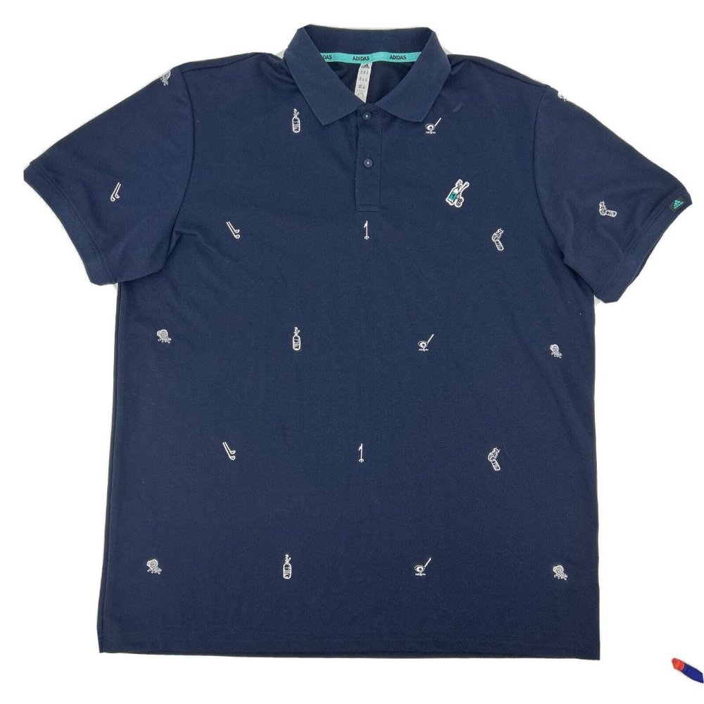adidas Shirt‎ Men's XL Blue Golf Short Sleeve Polo Playgreen Monogram Legend NWT